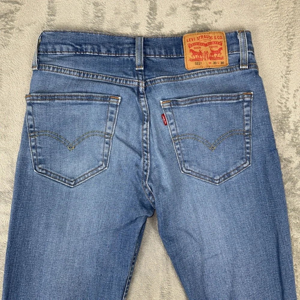 Levis 511 Mens Jeans 30x30 Blue Stretch Denim Medium Wash Straight Leg